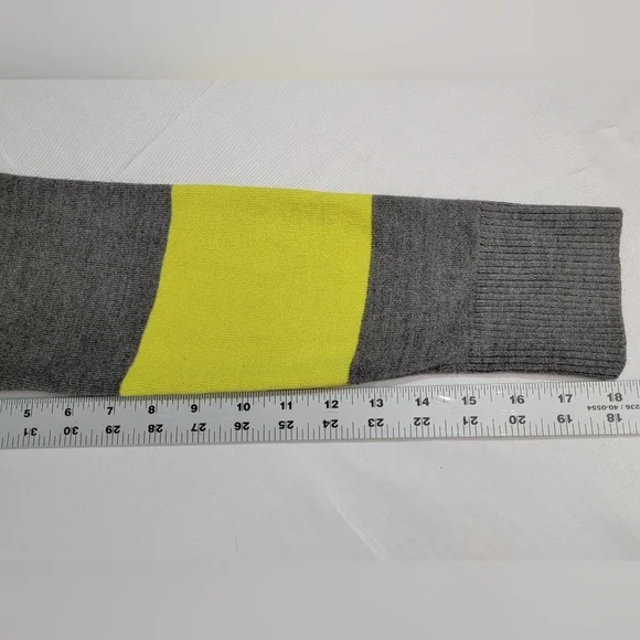 French Connection Womens Size Large Lime Green And Gray Colorblock Sweater - Picture 4 of 9